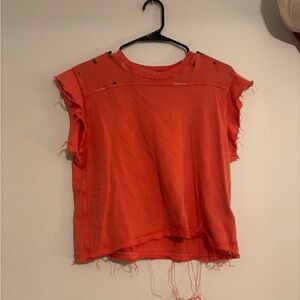 Distressed Orange Women's Top